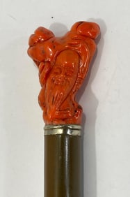 HAND CARVED SAGE WISDOM/PROSPERITY CANE