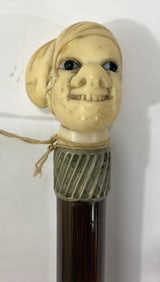 CARVED FACE KNOB HANDLE CANE
