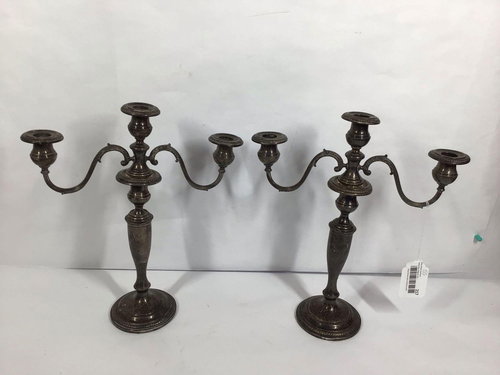 STERLING SILVER CANDLESTICKS: EACH MEASURES 14X12