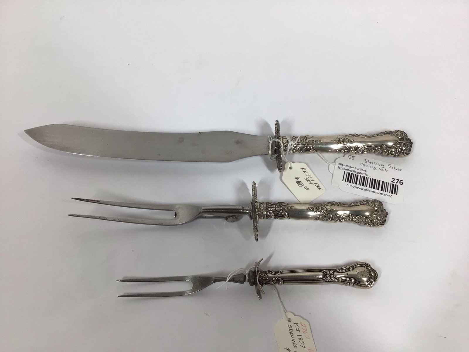 STERLING SILVER CARVING SET: LOT OF 3