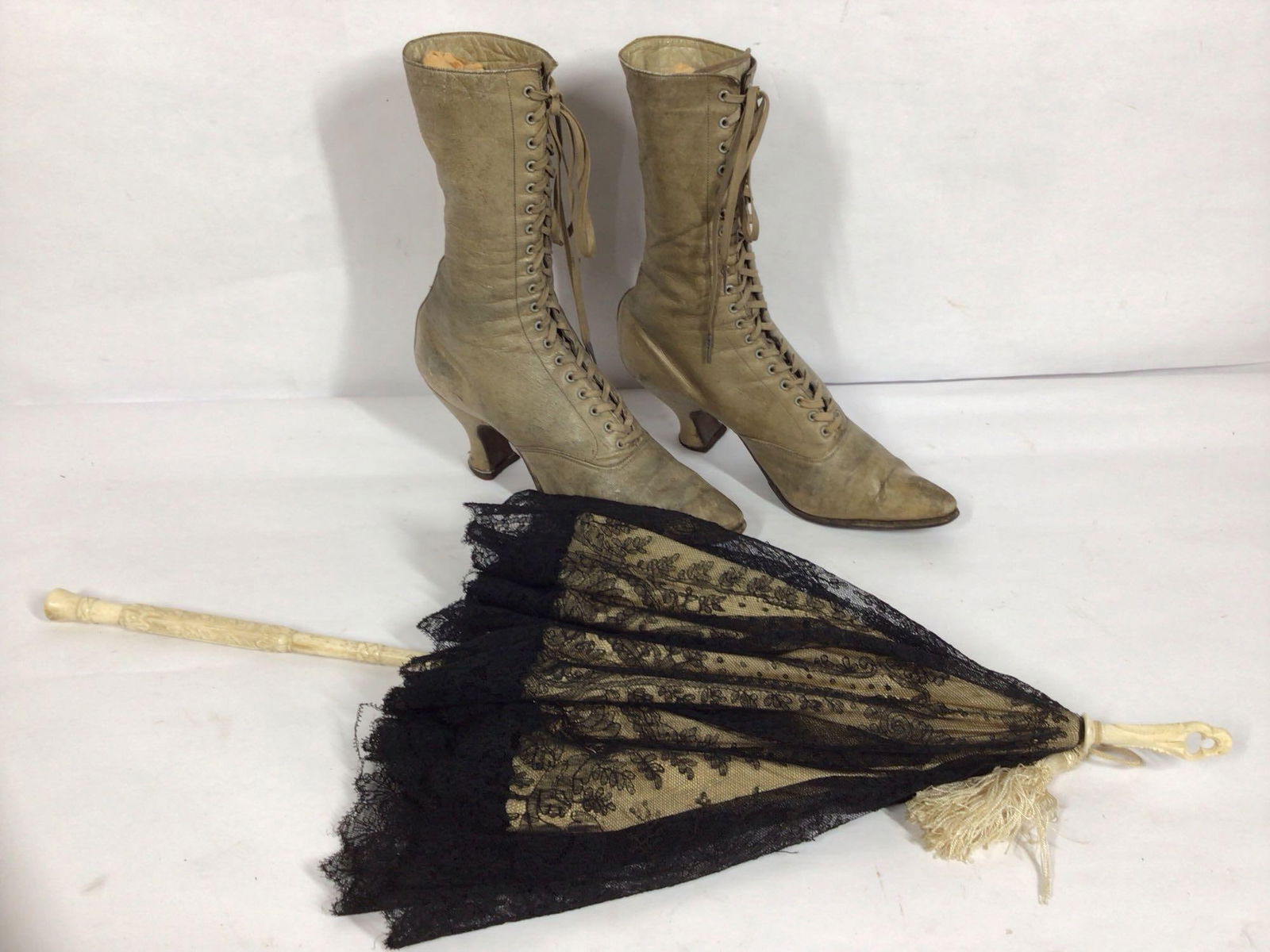 Early Victorian Umbrella & Ladies shoes (1 of 9)