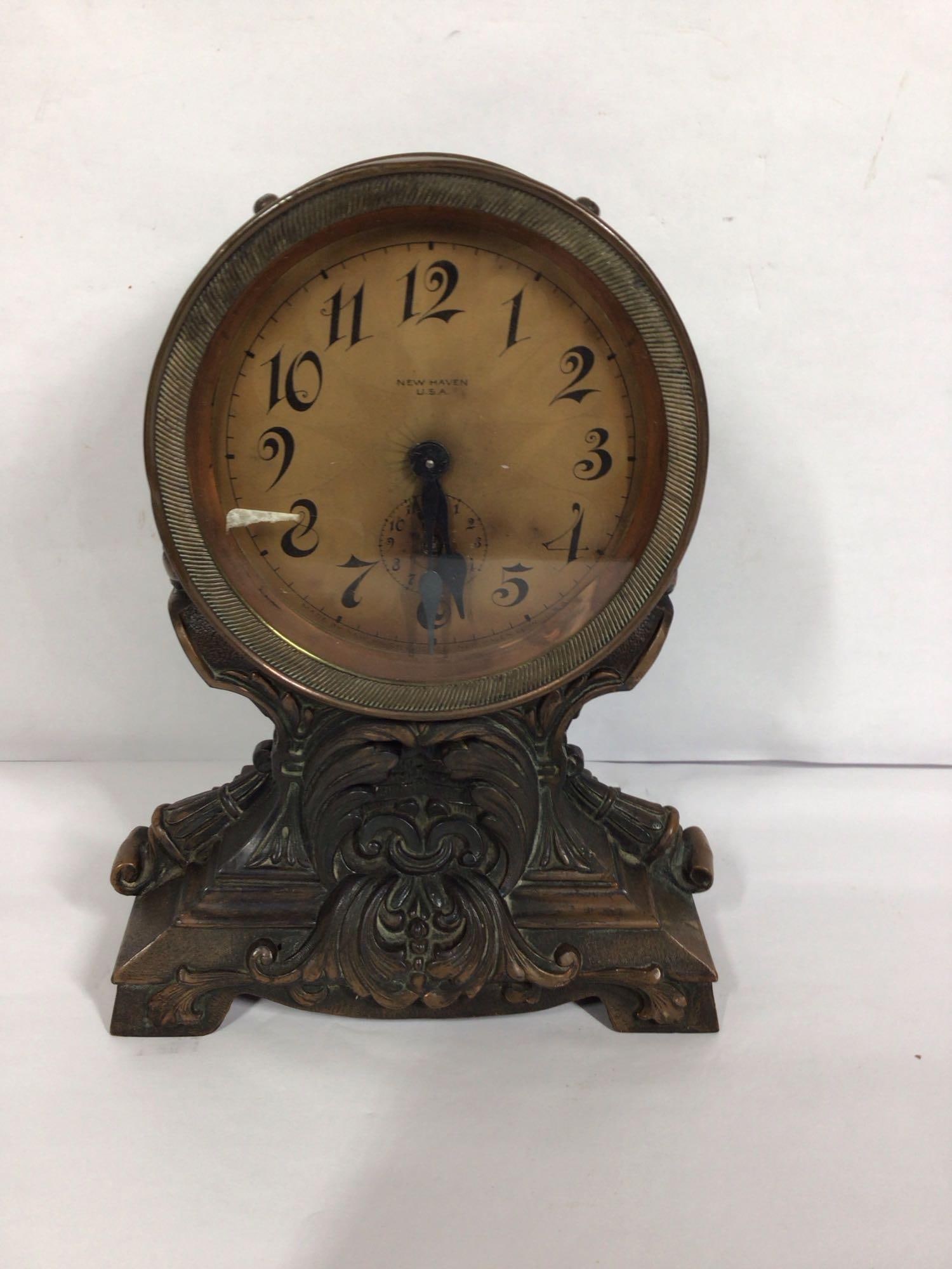 Fancy Victorian copper New Haven alarm clock (1 of 4)