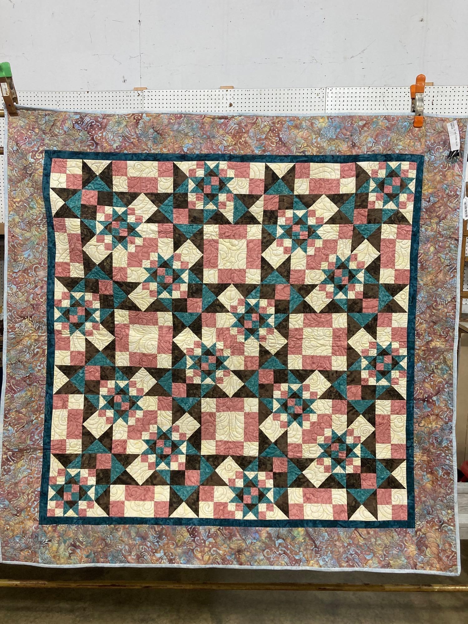 ROSE AND TEAL STAR QUILT (1 of 4)