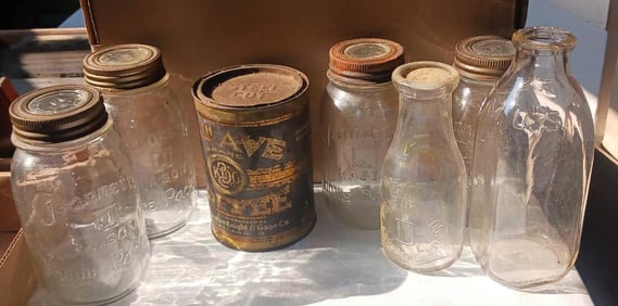 MILK BOTTLES AND EARLY JARS