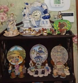 MINIATURE TEA SETS AND CLOCK