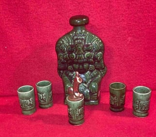KAHLUA TIKI AZTEC DECANTER SET