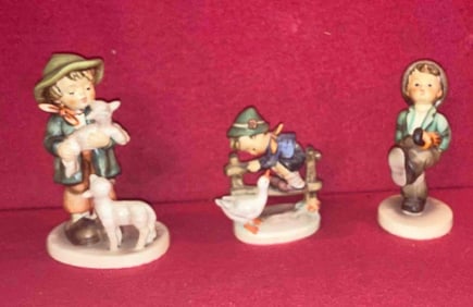 BARNYARD HERO, HAPPY TRAVELER, AND SHEPHERDS BOY HUMMELS