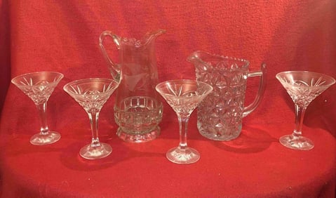 BRILLIANT CRYSTAL GLASS PITCHERS AND GLASSES