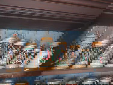 LOT OF 8 VINTAGE GERMAN CERAMIC BEER STEINS