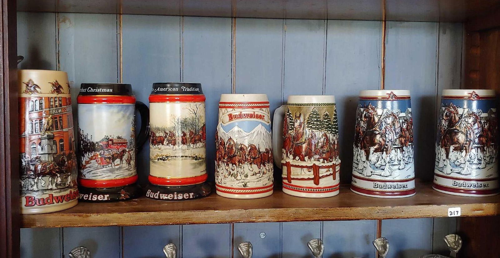LOT OF 7 VARIOUS BUDWEISER BEER STEINS (1 of 6)
