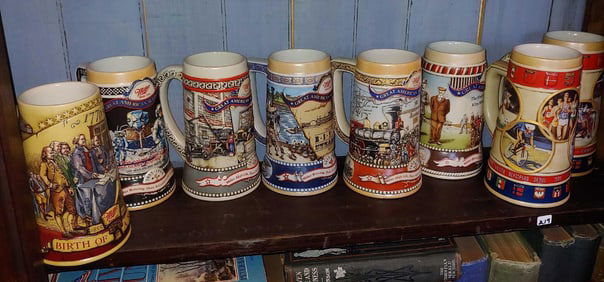 BEER STEIN LOT INC. MILLER HIGH LIFE (6) & BUDWEISER OLYMPICS (2)