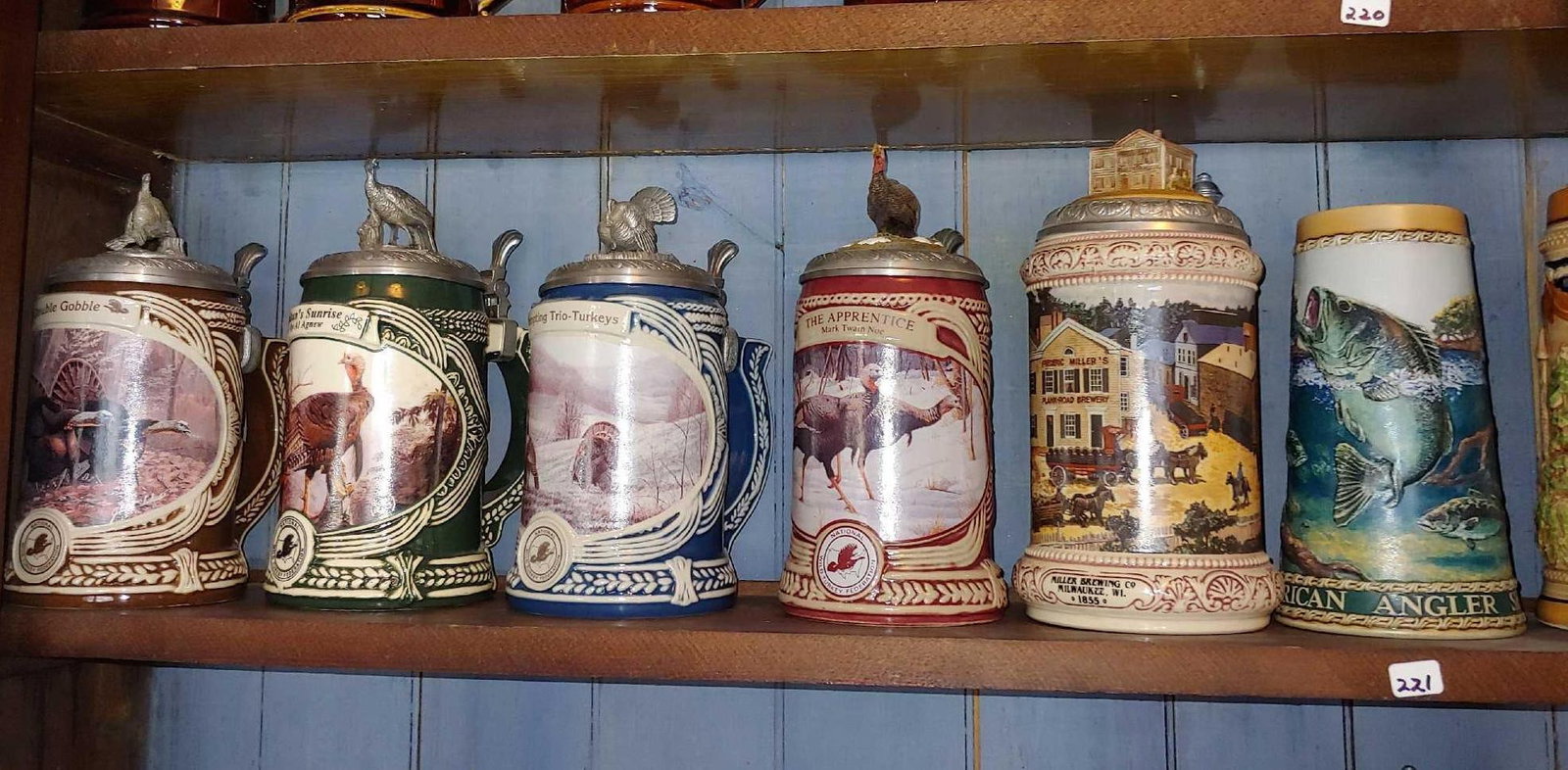 LOT OF 6 VARIOUS BEER STEINS INC. GERMAN WILDLIFE AND CAROLINA COLLECTION STEINS (1 of 7)