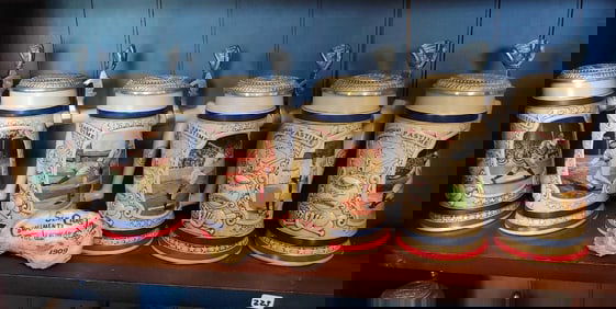 LOT OF 6 BRADFORD LEGENDS OF BASEBALL SIGNATURE SERIES BEER STEINS