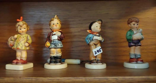 GOEBEL HUMMEL LOT OF 4 VARIOUS SIGNED FIGURINES