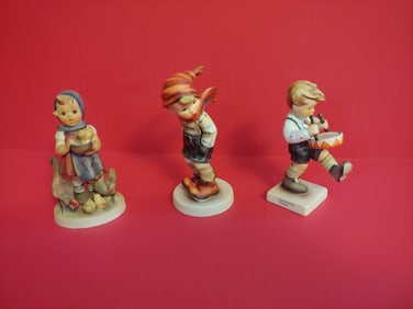 GOEBEL HUMMEL LOT OF 3 VARIOUS FIGURINES INC. 2 SIGNED