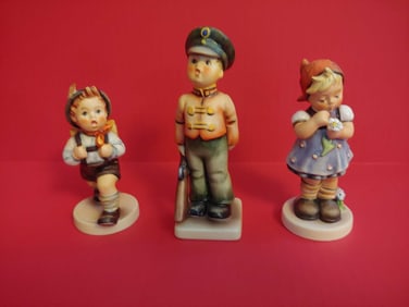 GOEBEL HUMMEL LOT OF 3 VARIOUS FIGURINES W/ ONE BEING SIGNED