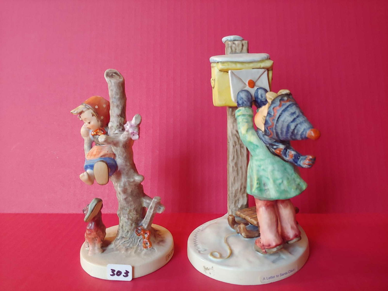 GOEBEL HUMMEL FIGURINE LOT OF 2 WITH ONE SIGNED: SHOWING NO CHIPS, CRACKS OR BREAKS 6.6" H AND 7" H