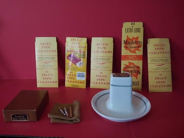 PIPE/MATCH STAND ALONG WITH PIPE CLEANING SUPPLIES