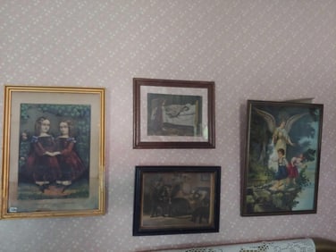 VINTAGE CURRIER & IVES FRAMED LITHO & GUARDIAN ANGEL FRAMED PRINT AND MORE