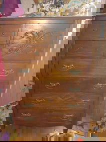 ANTIQUE HAT BOX CHEST OF DRAWERS 6 DRAWER CHEST