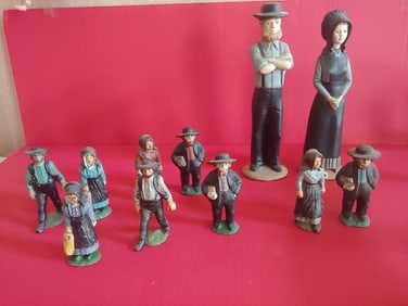CAST IRON AMISH FIGURINE LOT INC. CERAMIC STATUES
