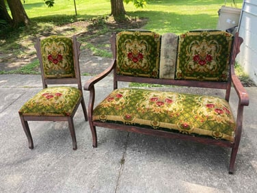 UPHOLSTERED SITTING ROOM LOVESEAT AND CHAIR