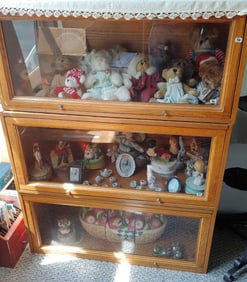 VINTAGE 3 STACK LAWYERS BARRISTERS CABINET W/ GLASS FRONT PANELS
