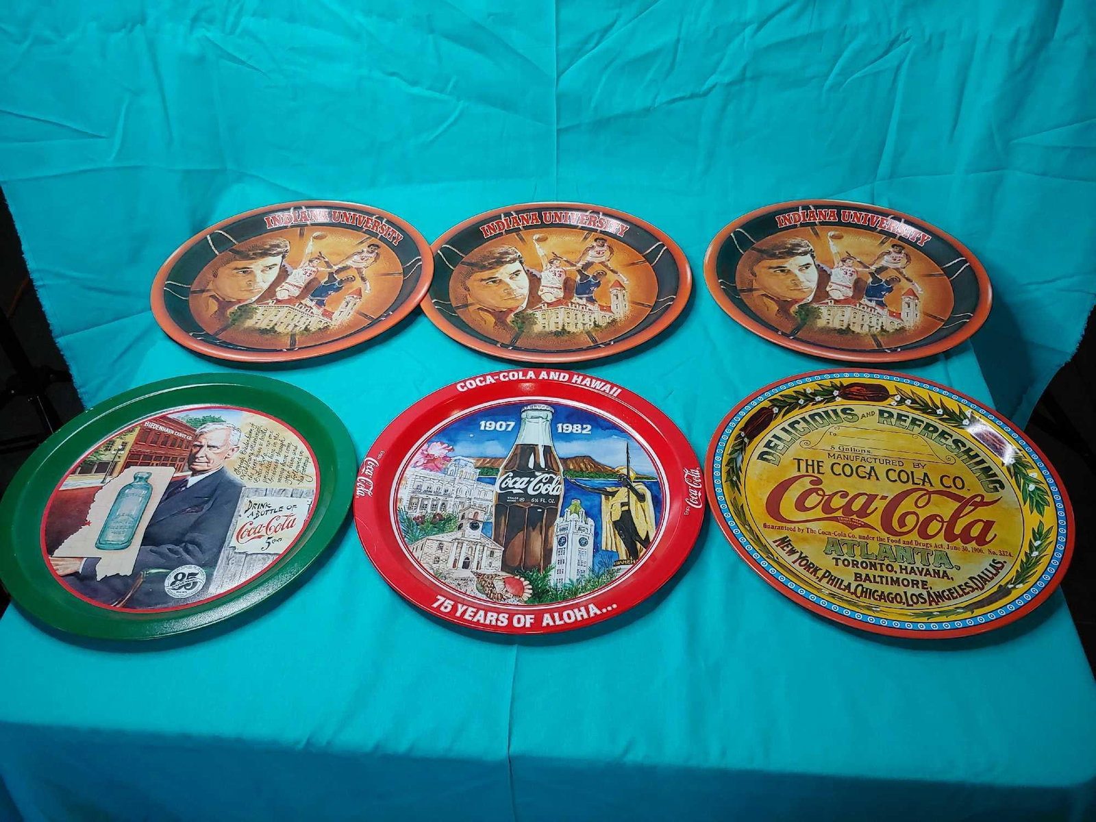 lot of 6 coca cola trays: 12-in diameter