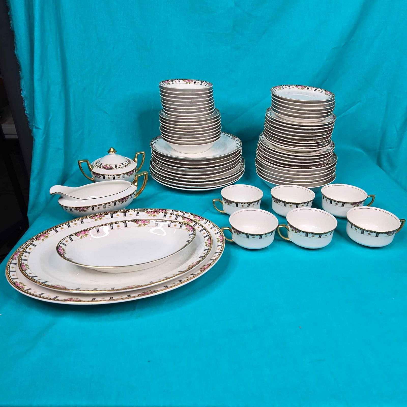 73 piece vintage Bridle Rose Cleveland China set (1 of 7)