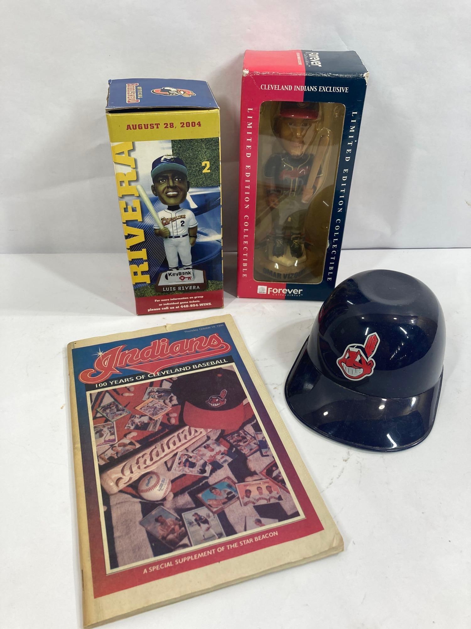 CLEVELAND INDIANS MEMORABILIA LOT INC. SUNDAE HAT AND BOBBLEHEAD & CAPTAINS BOBBLEHEAD (1 of 7)