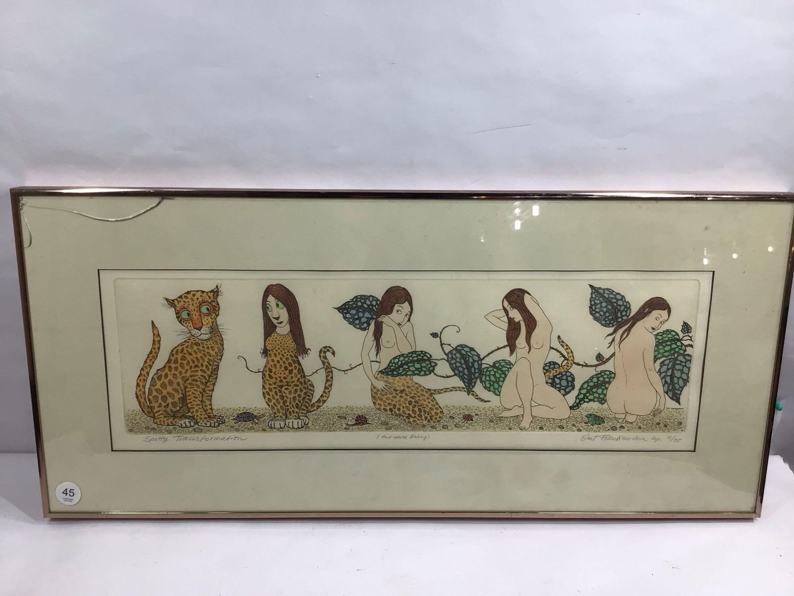 CURT FRANKENSTEIN IMP. SPOTTY TRANSFORMATION LIMITED EDITION SIGNED FRAMED HAND COLORED ETCHING (1 of 7)