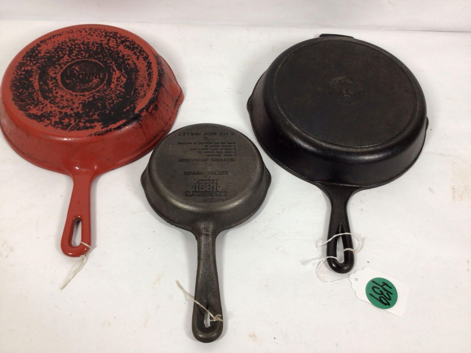 CAST IRON SKILLET LOT OF 3 INC. LODGE, NEWER WAGNER AND INNOVA (1 of 6)