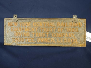 NY CENTRAL CAST IRON PLAQUE