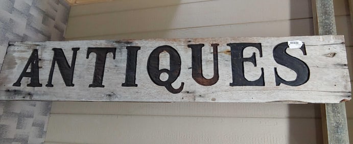 WOODEN ANTIQUES CARVED STORE FRONT SIGN