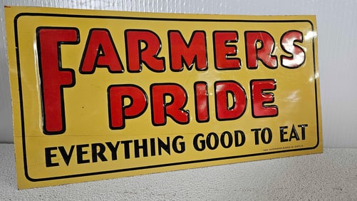 EMBOSSED FARMERS PRIDE TIN SIGN