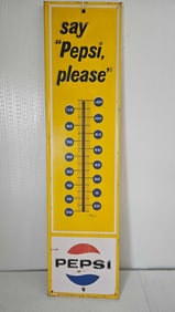 STOUT SIGN CO. PEPSI EMBOSSED WALL HANGING THERM