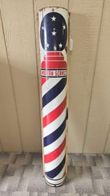 MODERN SERVICE PORCELAIN BARBER SHOP POLE SIGN