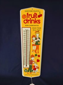 VINTAGE GREEN SPOT FRUIT DRINK WALL HANGING THERM