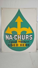 SST EMBOSSED VINTAGE NA-CHURS LIQUID FERTILIZER SIGN