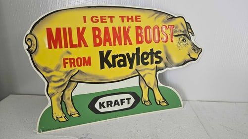SS STOUT SIGN CO. KRAFT EMBOSSED KRAYLETS HOG SIGN