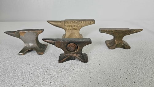 4 BRASS MINIATURE ANVILS
