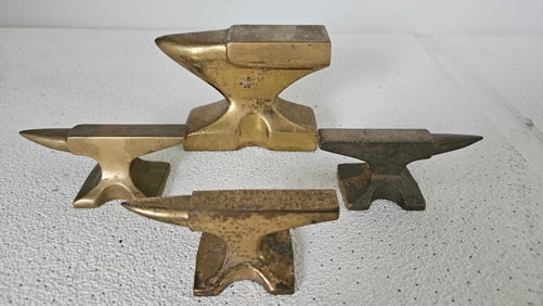 4 BRASS MINIATURE ANVILS
