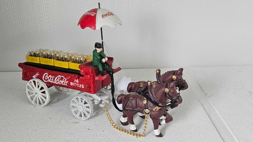 CAST IRON COCA COLA 2 HORSE WAGON