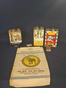 VINTAGE PURE MAPLE SYRUP GRAPHICAL TIN CANS INC. 4 TINS