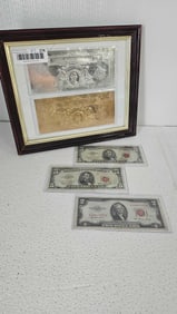 SILVER AND GOLD FOILED CURRENCY AND RED SEALS