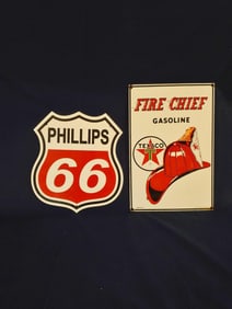 PHILLIPS66, AND TEXACO PORCELAIN SIGNS