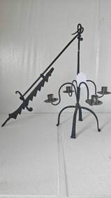 PRIMITIVE HAND CRAFTED BLACKSMITH HANGING 4 TAPER CANDLE HOLDER