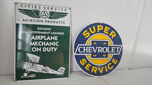 SSP SIGNS INC. CITIES SERVICE AND CHEVROLET REPRODUCTION SIGNS