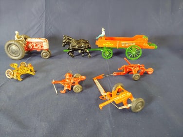 FARM IMPLEMENT LOT INC. TRACTOR, NEW IDEA HORSE DRAWN SPREADER AND MORE
