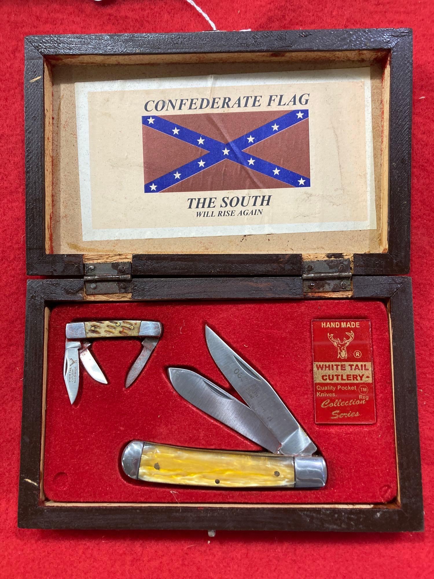 WHITE TAIL CUTLERY CONFEDERATE FLAG KNIFE SET (1 of 5)